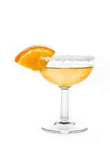 Sidecar cocktail with a sugar rim isolated on white background