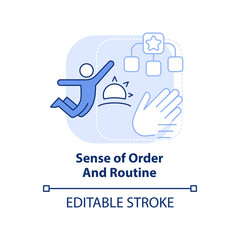 Sense of order and routine light blue concept icon. Learning environment abstract idea thin line illustration. Isolated outline drawing. Editable stroke. Arial, Myriad Pro-Bold fonts used