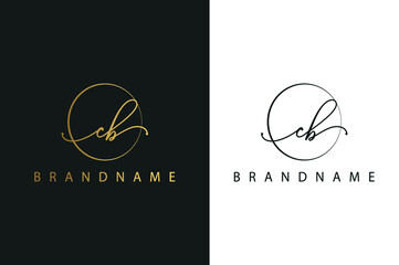 C B CB hand drawn logo of initial signature, fashion, jewelry, photography, boutique, script, wedding, floral and botanical creative vector logo template for any company or business.