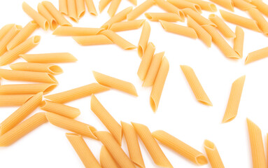 Dry pasta isolated on a white background.