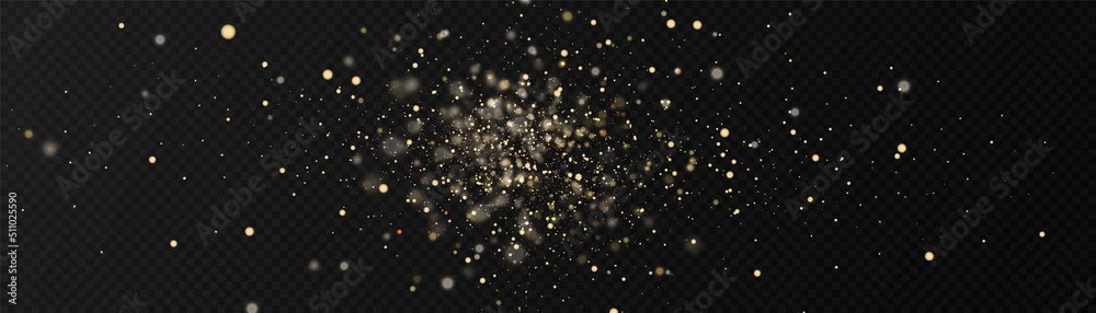 Poster Glowing light effect with many glitter particles isolated on transparent background. Vector star cloud with dust.	
