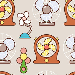 Portable fans vector cartoon seamless pattern background for wallpaper, wrapping, packing, and backdrop.
