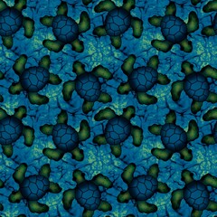 Summer seamless sea turtle pattern for fabrics and textiles and packaging and gifts and cards and linens and kids