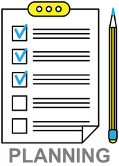 Do to list on presentation tablet, questionnaire. Check mark in form, paper checklist on clipboard. Filling out document with data. Work with information, analytics. Sheet of paper, document, planning
