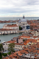 Fototapeta na wymiar View of the Basilica di Santa Maria della Salute in Venice from the St Mark's Campanile