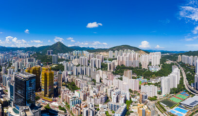 Fototapeta na wymiar Kwun Tong, Hong Kong Top view of Hong Kong Kowloon side