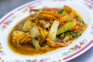 Fried squid dish in street market in Taiwan