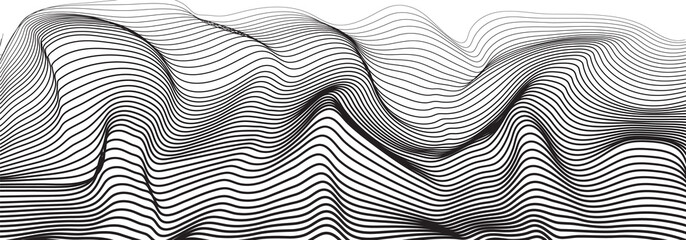 Hallucination. Optical illusion. Twisted illustration. Abstract futuristic background of stripes. Dynamic wave. Vector.