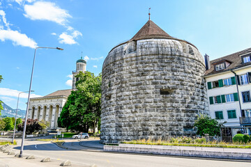 Solothurn, Burristurm, Kulturturm, Bieltor, Altstadt, Tor, reformierte Stadtkirche,...