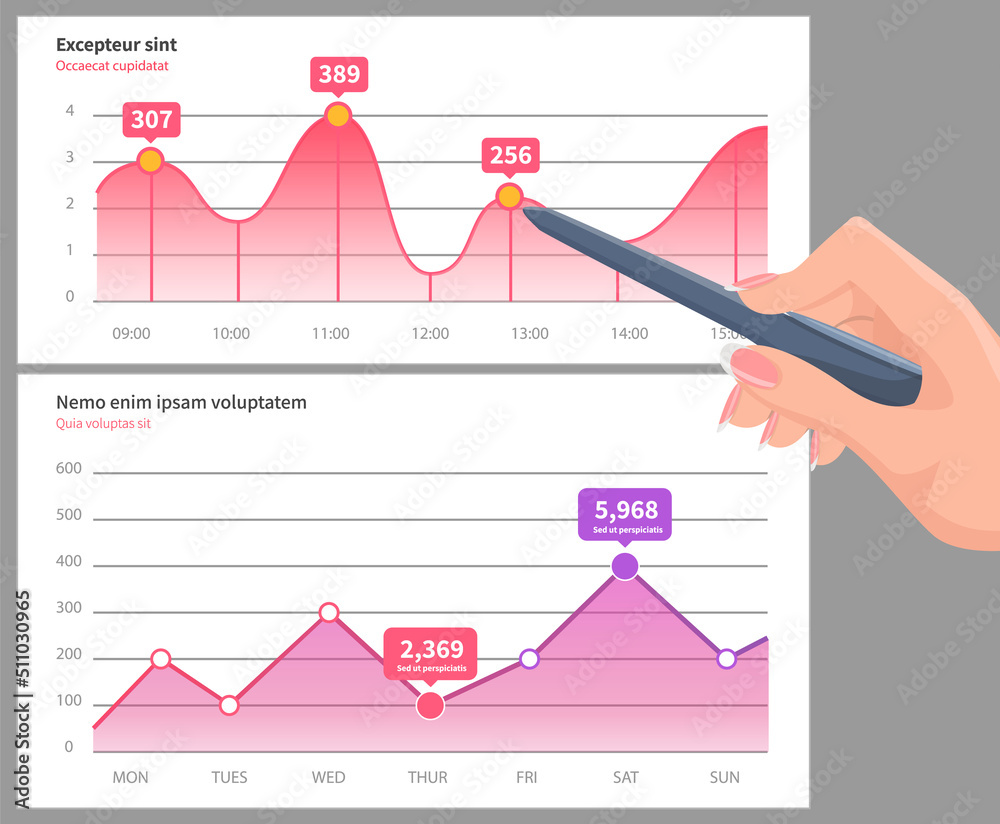 Poster infographic chart vector template. annual statistics curve graph design. market data diagrams. graph