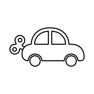 Toy car line icon. Simple outline style car logo. Retro car pictogram. Isolated illustration automobile sign.