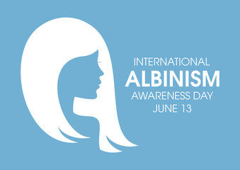 International Albinism Awareness Day vector. Beautiful female face from profile silhouette vector. Human head profile icon. Albinism Awareness Day Poster, June 13. Important day