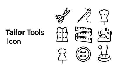 tailor tools vector icon simple design with white background 