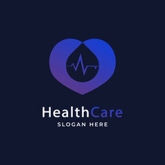 Medical Pharmacy Healthcare Logo with Love Heartbeat Vector Icon Illustration