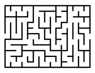 Abstract maze. Find right way. Isolated simple square maze black line on white background. Vector illustration.