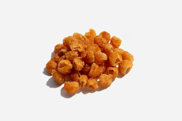 Dried longan on white background.