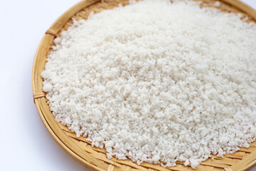 Flower of salt in bamboo plate