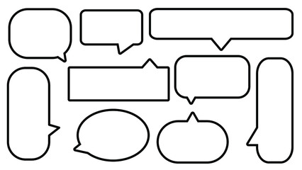 Fototapeta premium collection of a blank black and white speech bubble, conversation box, chat box, speaking balloon, and thinking box illustration on white background perfect for your design