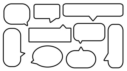Obraz premium collection of a blank black and white speech bubble, conversation box, chat box, speaking balloon, and thinking box illustration on white background perfect for your design