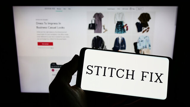 Stuttgart, Germany - 06-10-2022: Person Holding Smartphone With Logo Of US Styling Company Stitch Fix Inc. On Screen In Front Of Website. Focus On Phone Display.