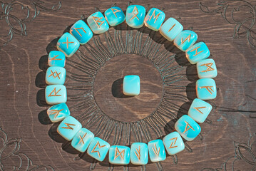 Scandinavian Nordic Runes. Paganism and nature powers, old Gods symbolism. Esoteric concept