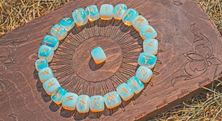 Scandinavian Nordic Runes. Paganism and nature powers, old Gods symbolism. Esoteric concept