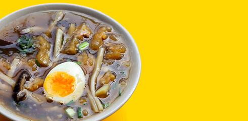 Fish maw soup on white background.