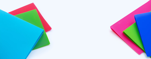 Office folders on blue background.