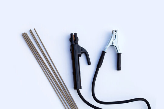 Welding electrodes on a white background
