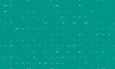 Seamless background pattern of evenly spaced white social distance symbols of different sizes and opacity. Vector illustration on teal background with stars