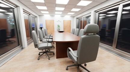 Realistic 3D Render of Conference Room