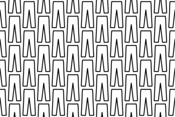Seamless pattern completely filled with outlines of pants symbols. Elements are evenly spaced. Vector illustration on white background