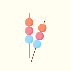 Hanami dango  japanese food illustration on light color background .