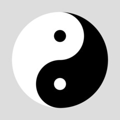 Yin Yang symbol isolated on gray background. Harmony and balance icon with right proportions