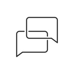 Fototapeta premium Correspondence, two dialog boxes icon. High quality black vector illustration.