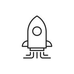 Rocket as a symbol of a startup or the beginning of an advertising campaign. High quality black vector illustration..