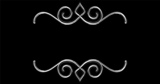 Silver divider animation. Curved lines. Hand drawn doodle. Handwritten sketch. Art divider. Editable background. 4k footage