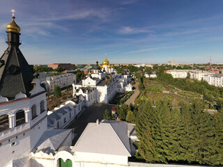 panoramic views from the drone of the city blocks of Kostroma