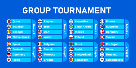 World Cup football championship 2022 groups vector