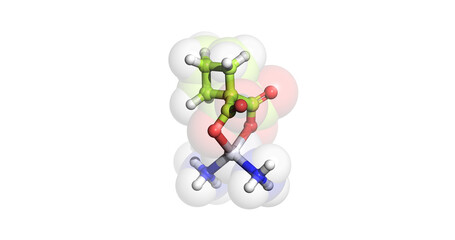 Carboplatin, anticancer drug, 3D molecule 