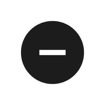 Round minus solid icon. Flat black minus sign.