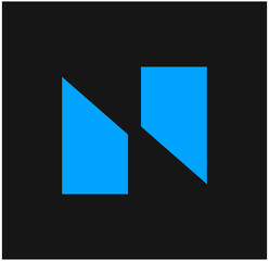 N blue letters monogram. N company name initial letters monogram.