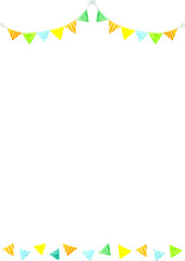 カラフルなガーランドの背景（A3サイズ）　手描き水彩イラスト素材