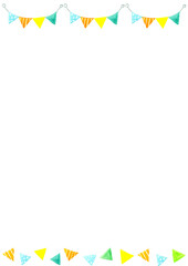 カラフルなガーランドの背景（A3サイズ）　手描き水彩イラスト素材