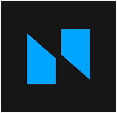 N blue letters monogram. N company name initial letters monogram.