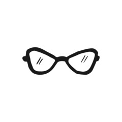 Fototapeta premium Black and white of eyeglasses in a white background. Hand drawn vector illustration.