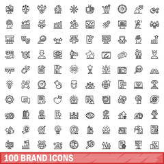 100 brand icons set. Outline illustration of 100 brand icons vector set isolated on white background
