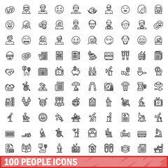 100 people icons set. Outline illustration of 100 people icons vector set isolated on white background