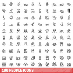 100 people icons set. Outline illustration of 100 people icons vector set isolated on white background
