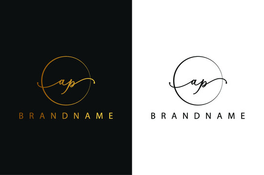 A P AP hand drawn logo of initial signature, fashion, jewelry, photography, boutique, script, wedding, floral and botanical creative vector logo template for any company or business.
